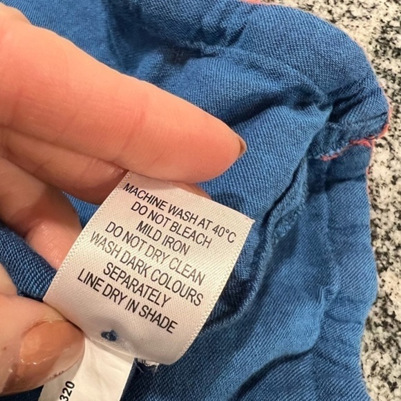 Melange Colour Me 100% Cotton Blue Long Sleeve Dress with Red Bib - Picture 14 of 15